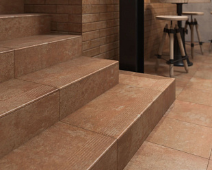 Угловая клинкерная ступень с капиносом Paradyz Ilario Ochra, 330*330*11 мм Hit Ceramics